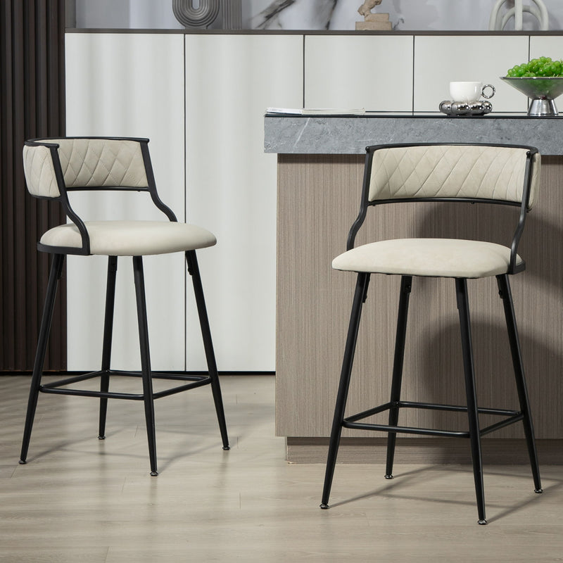 Counter Height Bar Stools With Powder Coating Base And Footrest (Set of 2) -