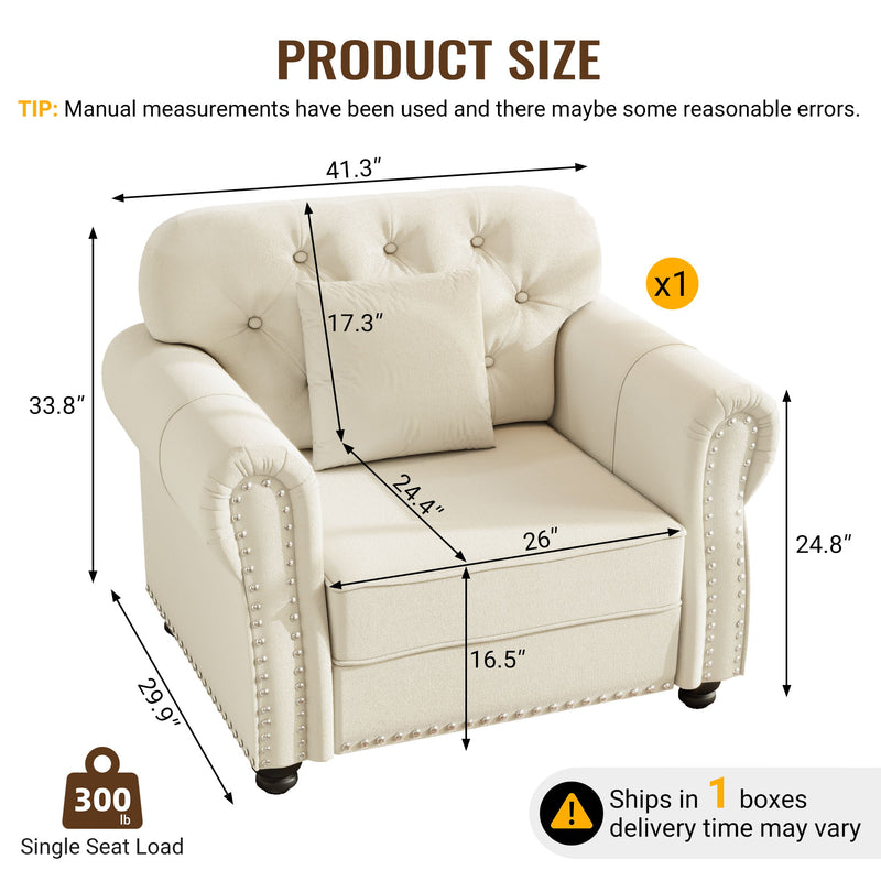 Upholstered Sofa With Nailhead Trim And Rolled Armrests