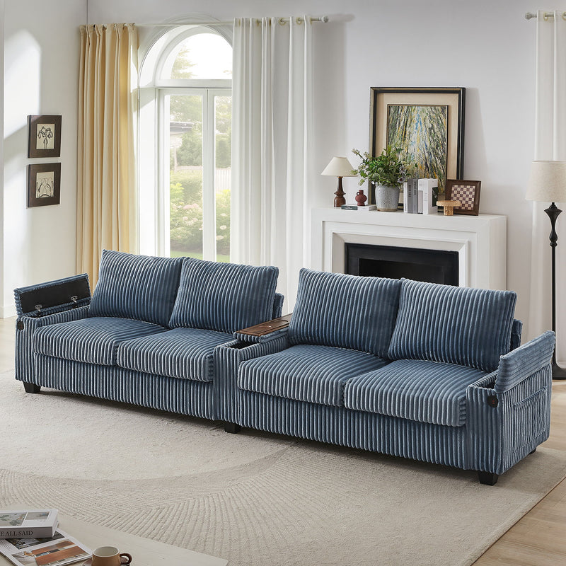 Modern 4 Seater Sofa Couch With USB Ports And Hidden Storage