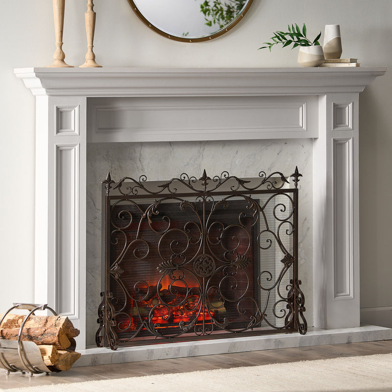 Darcie - Wrought Fireplace Screen, Ornate Design