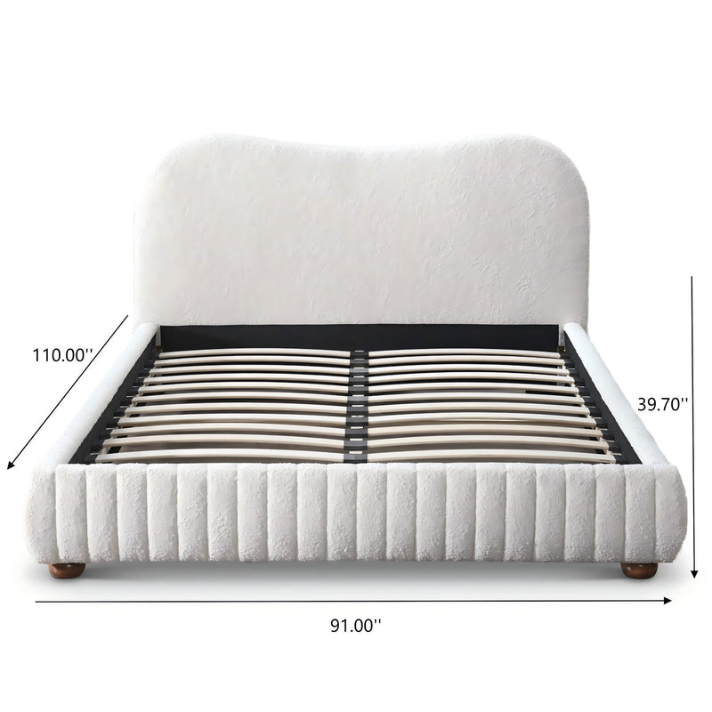 Norme - Queen Size Upholstered Low Profile Platform Bed - Cream