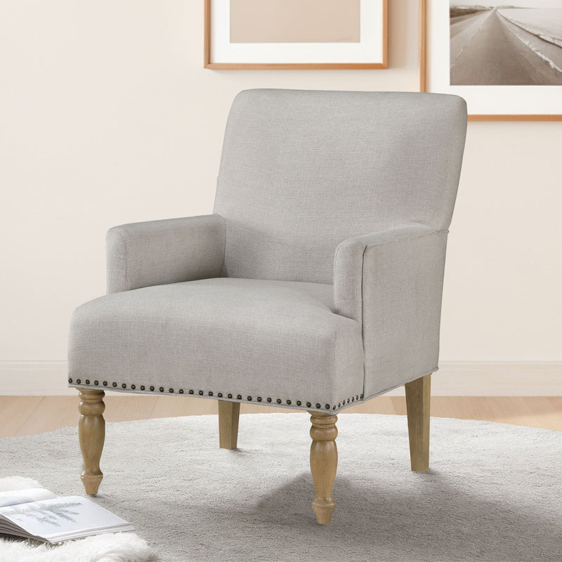 Alice - Upholstered Arm Chair With Nailheads - Beige