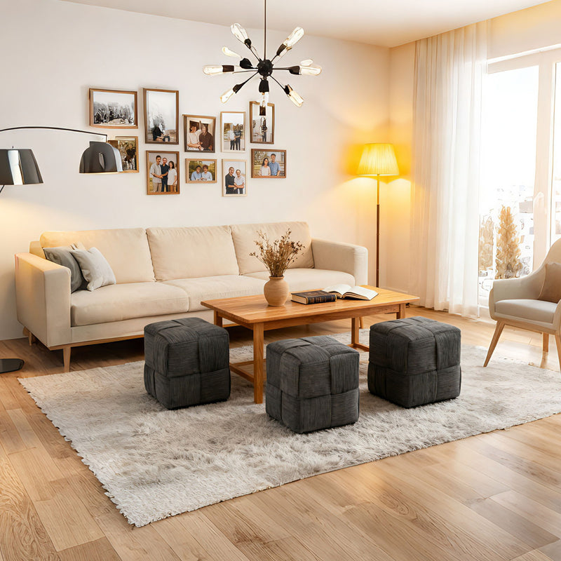 Modern Ottoman Foot Rest With Woven Design