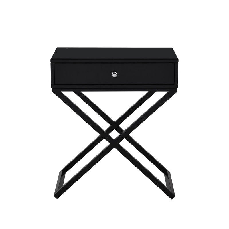 Koda - End Side Table Nightstand, Drawer And Cross Base
