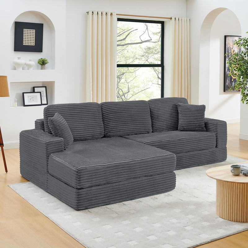 Modern Minimalist L Shape Modular Sectional Sofa, Couch