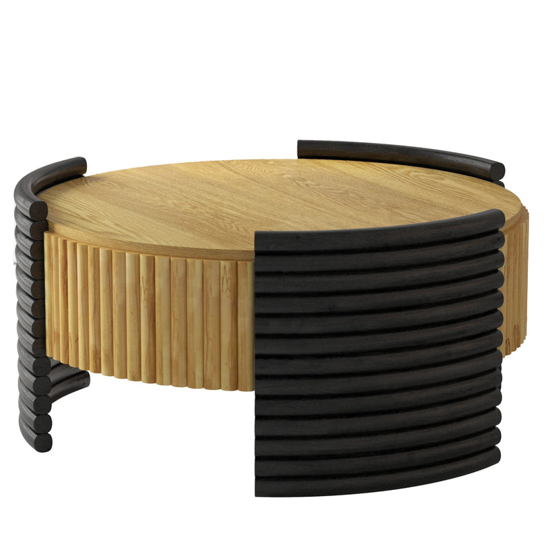 Modern Colorblocked Striped Coffee Table With Flip Top Storage