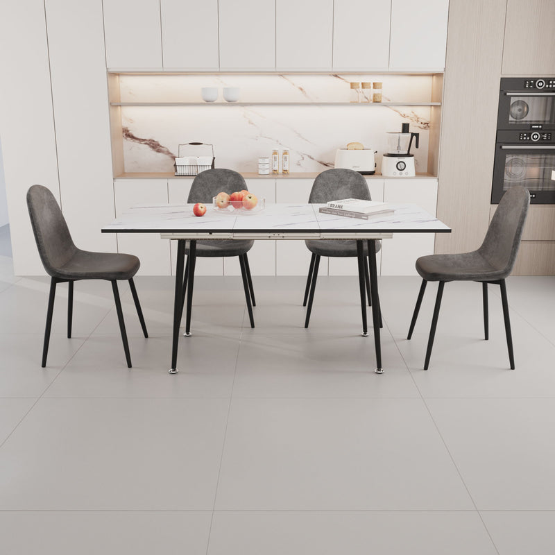 Modern Extendable Dining Table And Chair Set For 2 - 6 People