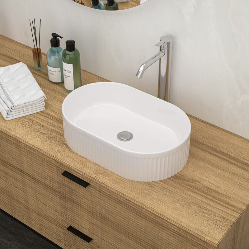 Vessel Oval Bathroom Sink - White