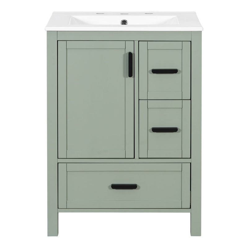 Bathroom Vanity With Sink, Soft-Close Doors, Double-Layer Shelf And 3 Drawers