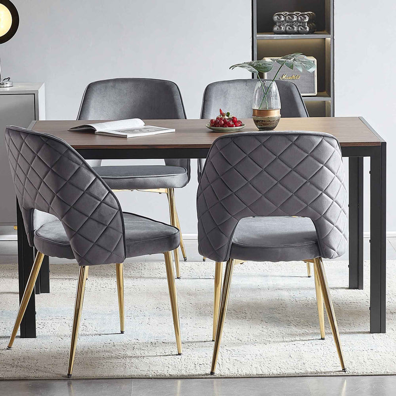 Dining Chairs With Metal Legs And Hollow Back Upholstered Dining Chairs