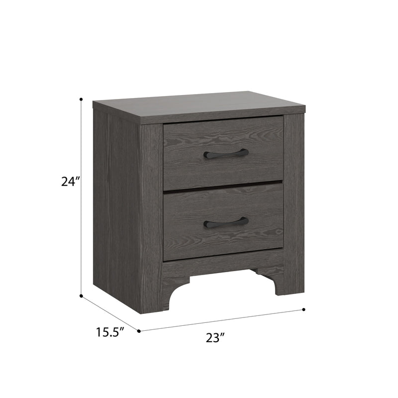 Modern 2 Drawer Nightstand - Brown - Wood