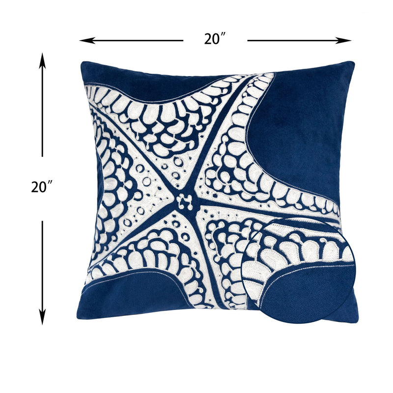 Seastar Starfish Pillow With Hidden Zipper (Set of 2) - Indigo