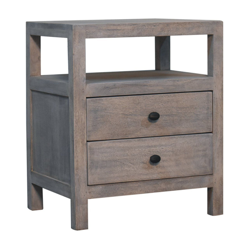 2 Drawer Open Bedside Table - Gray Ash