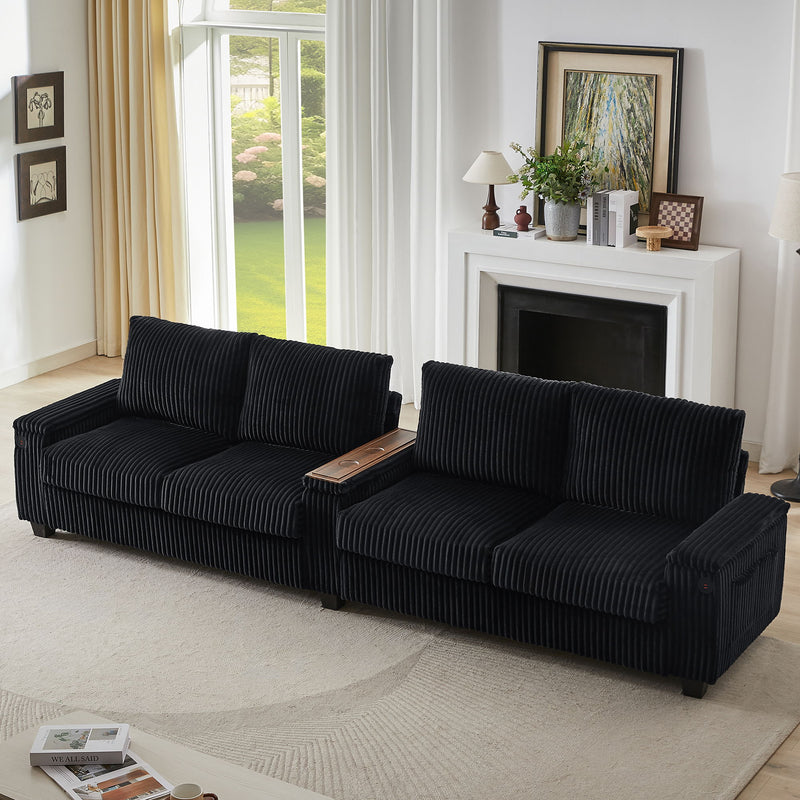 Modern 4 Seater Sofa Couch With USB Ports And Hidden Storage