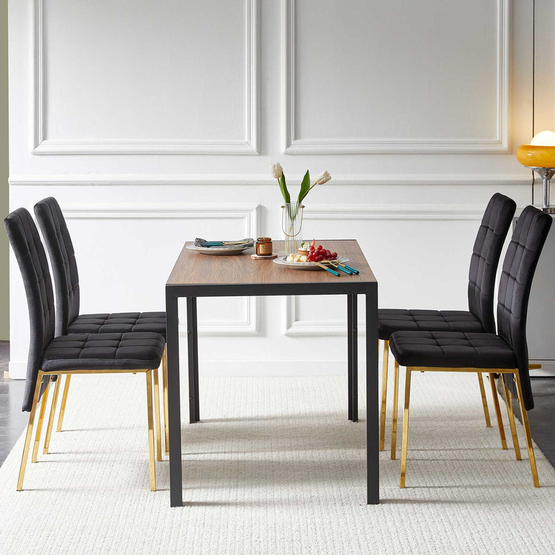 5 Pieces Dining Set Including High Back Color Legs Nordic Dining Chair & Creative Design Dining Table