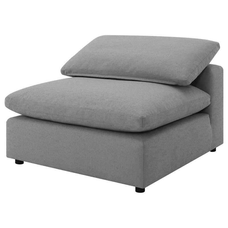 Segoura - Upholstered Armless Chair With Pillow Back, Living Room - Gray