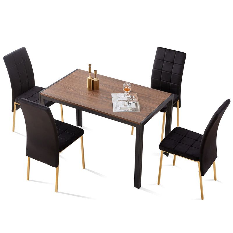 5 Pieces Dining Set Including High Back Color Legs Nordic Dining Chair & Creative Design Dining Table