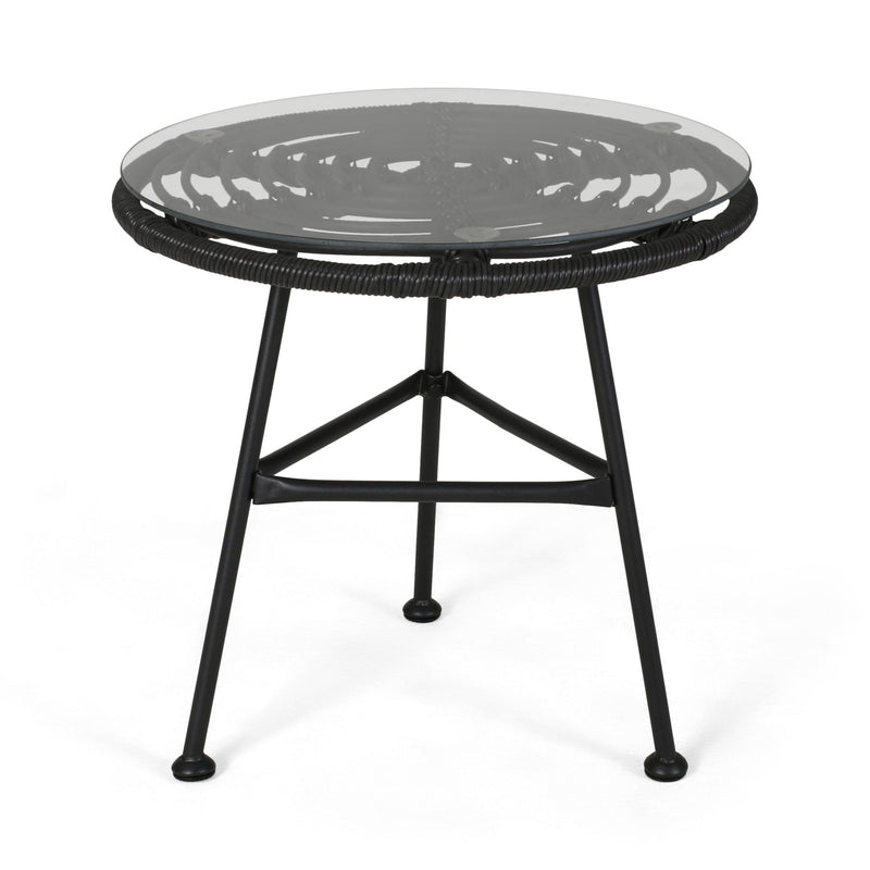 Petrichor - Outdoor Side Table With Tempered Glass And Steel Frame