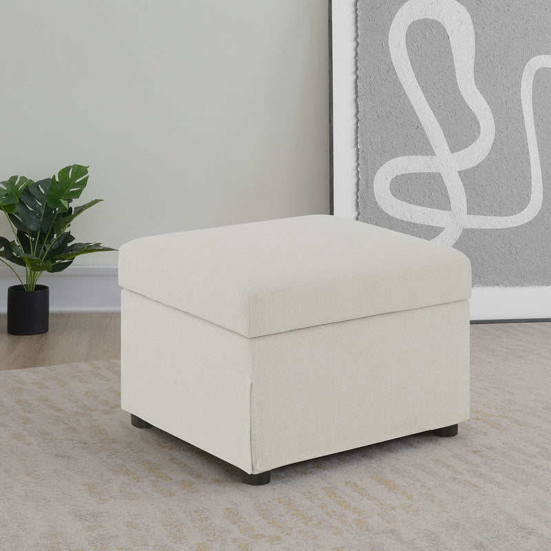 Merced - Upholstered Hydraulic Lift Top Storage Ottoman - Beige