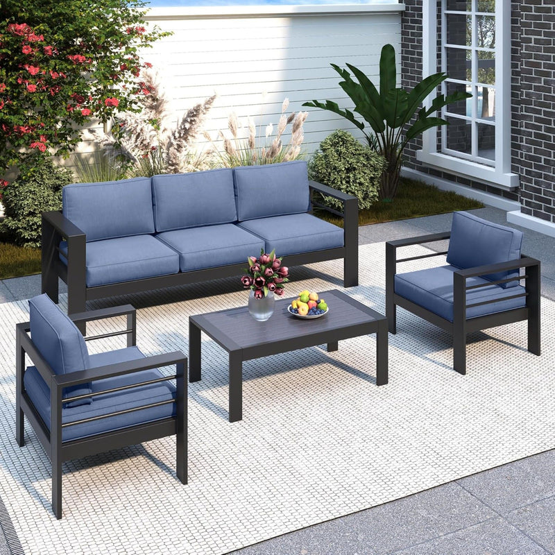 Outdoor Patio Set, All-Weather With Thick Cushions