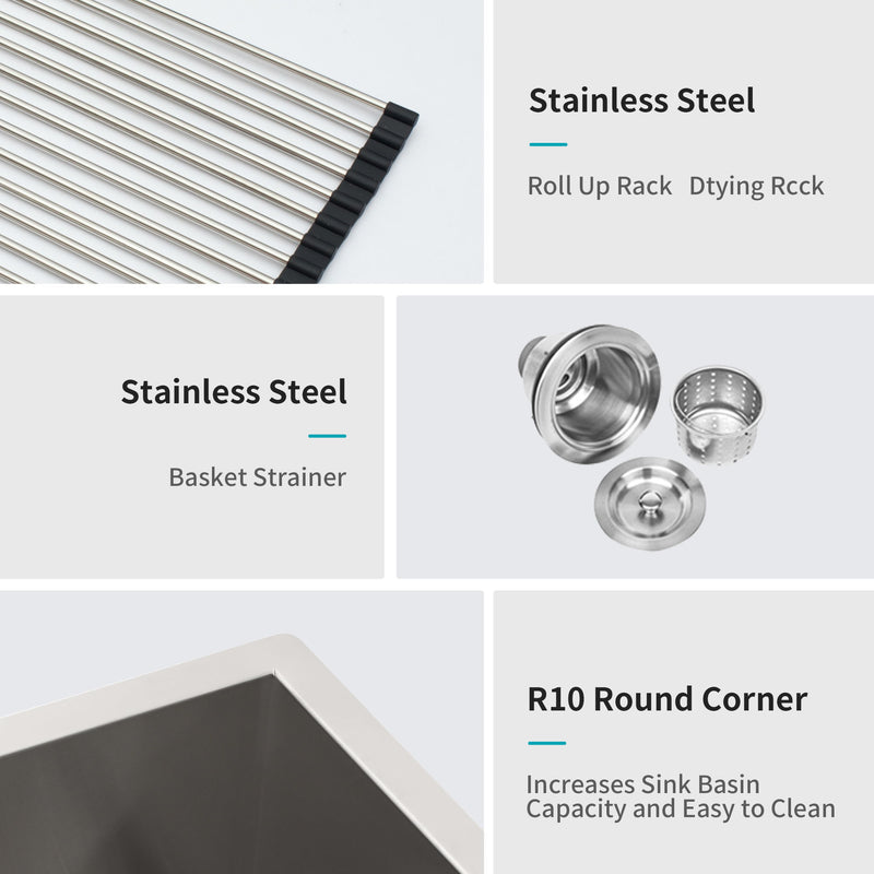 Modern Double Bowl Undermount Kitchen Sink 50 / 50 Design Stainless Steel