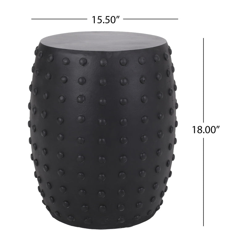 Outdoor End Table With Outstanding Studded Design - Matte Black
