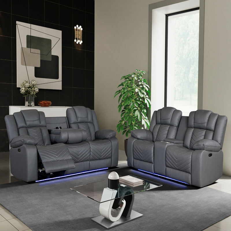 Raize - Power Living Room Set With Storage Console And Cup Holders