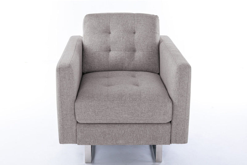 Victoria - Fabric Armchair With Metal Legs, Side Pockets, And Pillow
