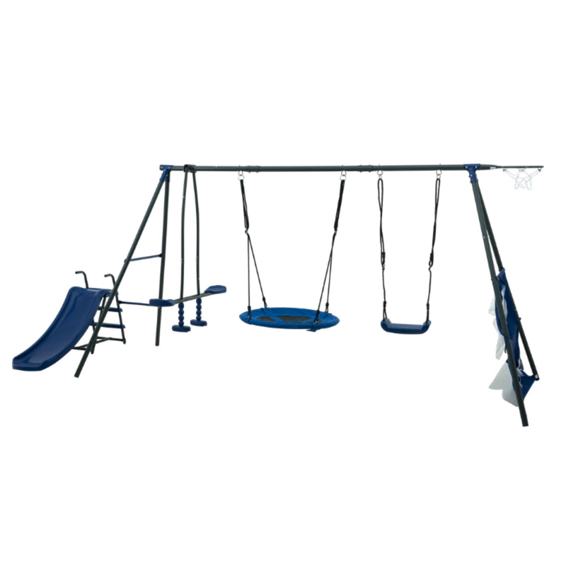 Interesting Six Function Swingset With Net Swing Metal Plastic Safe Swing Set 440Lbs For Outdoor Playground For Age 3+ With 31.5" Net Swing - /