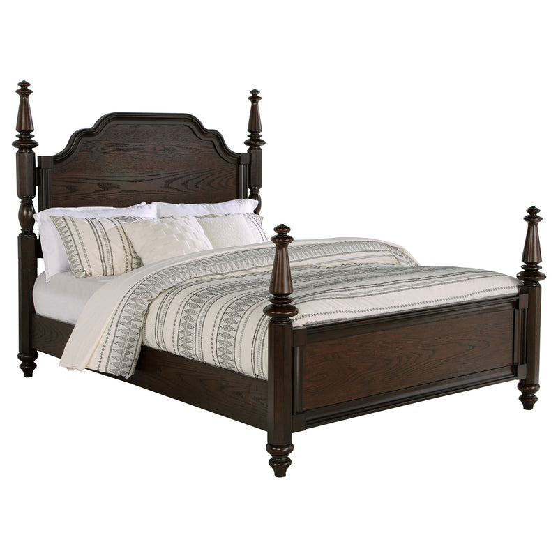 Berwick - 4 Poster Queen Bed With Serpentine Headboard - Dark Oak