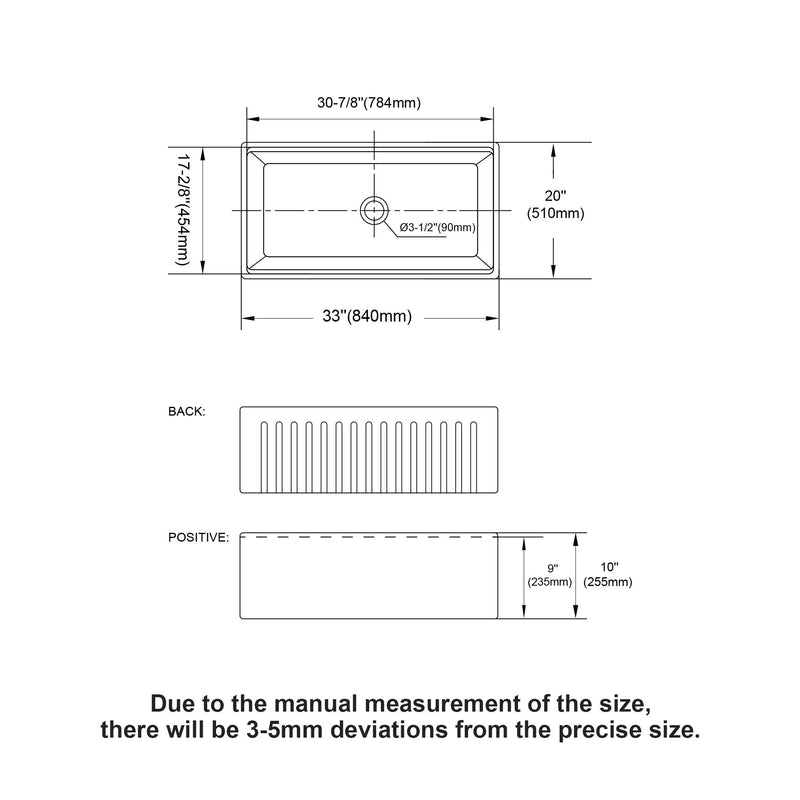 Porcelain Ceramic Farmhouse Sink Workstation With Reversible Apron Design - Single Bowl