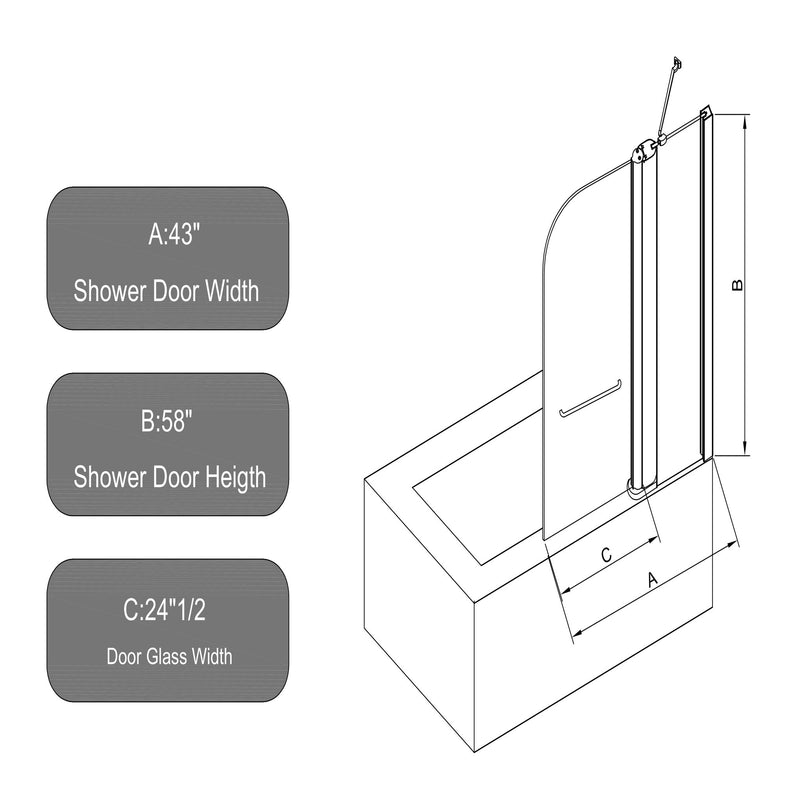 Shower Doors For Bathtub With Tempered Glass