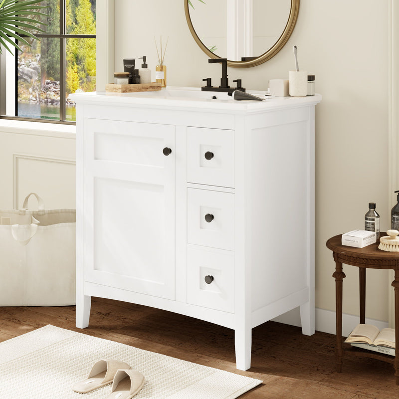 Modern Bathroom Vanity With Sink, 3 Drawer Storage Cabinet