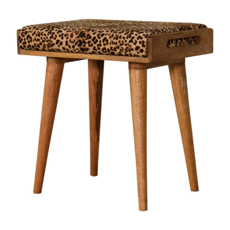 Leopard Tray Style Footstool - Brown Oak