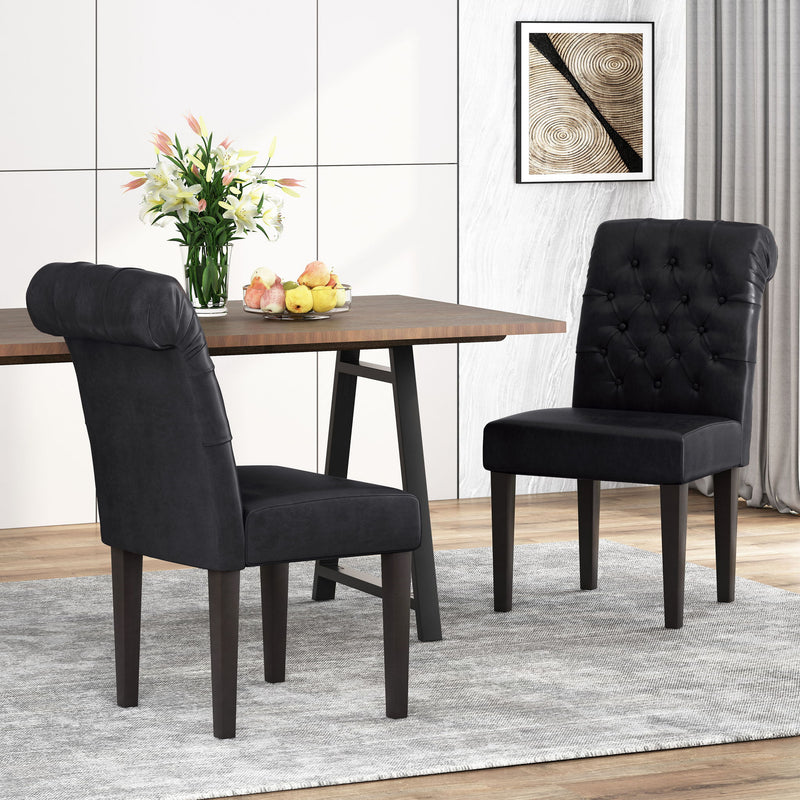 Broxton - Tuft Dining Rolltop Chairs With Button Tufted Backrest (Set of 2)