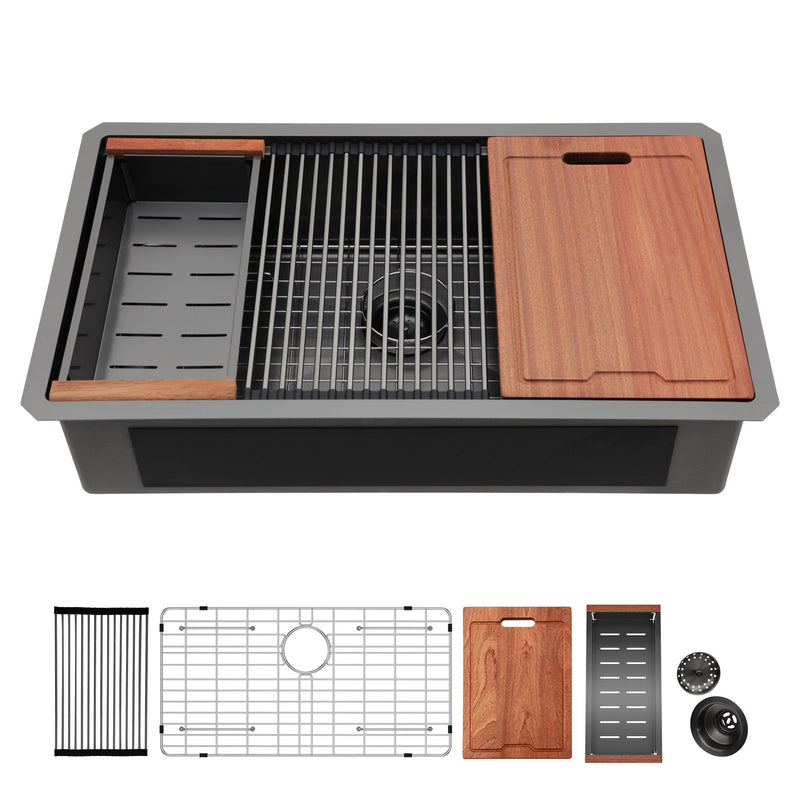 Workstation Kitchen Sink, Single Bowl Undermount