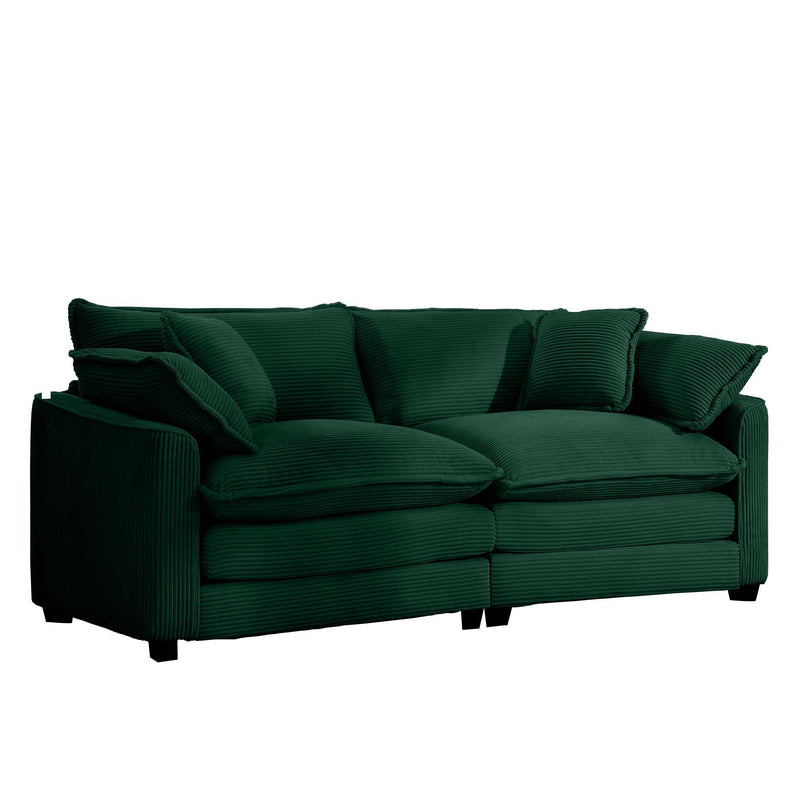 Modern 2 Seater With 4 Pillows, Upholstered Deep Seating Loveseat