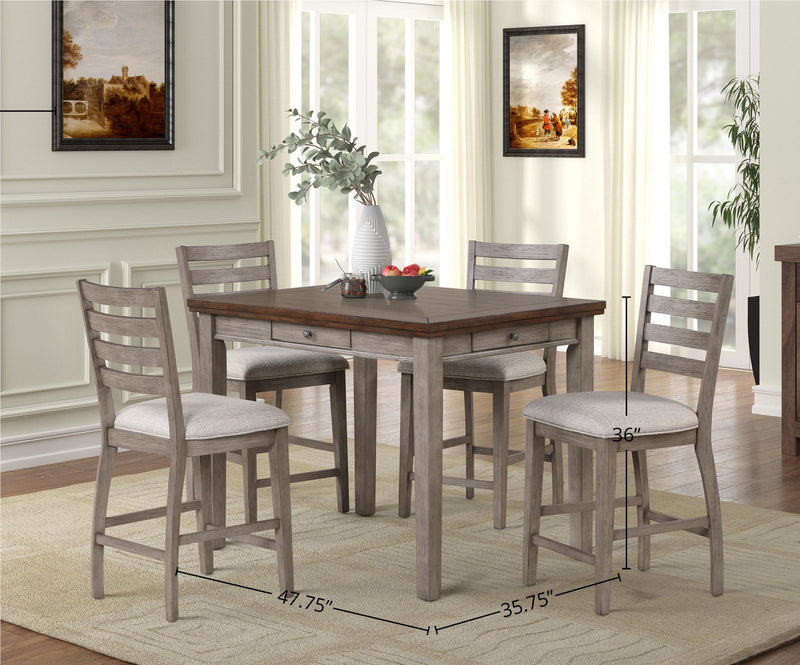 Counter Height 2 Tone 4 Drawer Dining Table - Gray