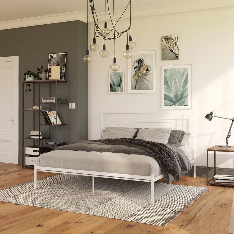 Praxis - King Bed With Simple Headboard - White