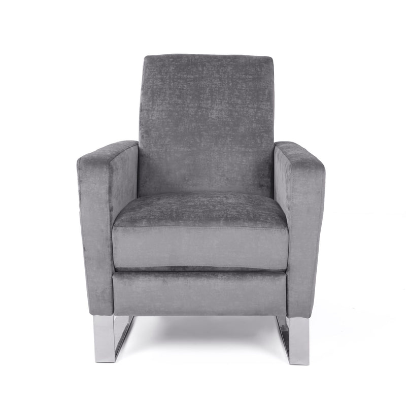Bolt - Upholstered Recliner Chair With Stainless Steel Base - Gray / Chrome