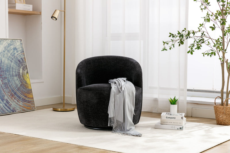 Fabric Swivel Accent Armchair Barrel Chair With Powder Coating Metal Ring