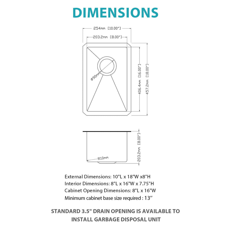 Undermount Steel Kitchen Sink, Deep Single Bowl Basin