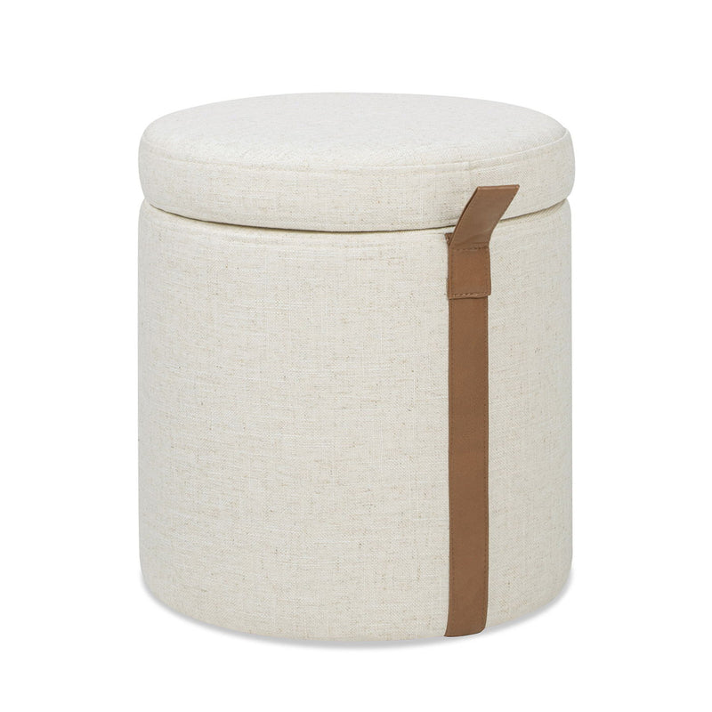 Brandy - Round Upholstered Storage Ottoman With Accent