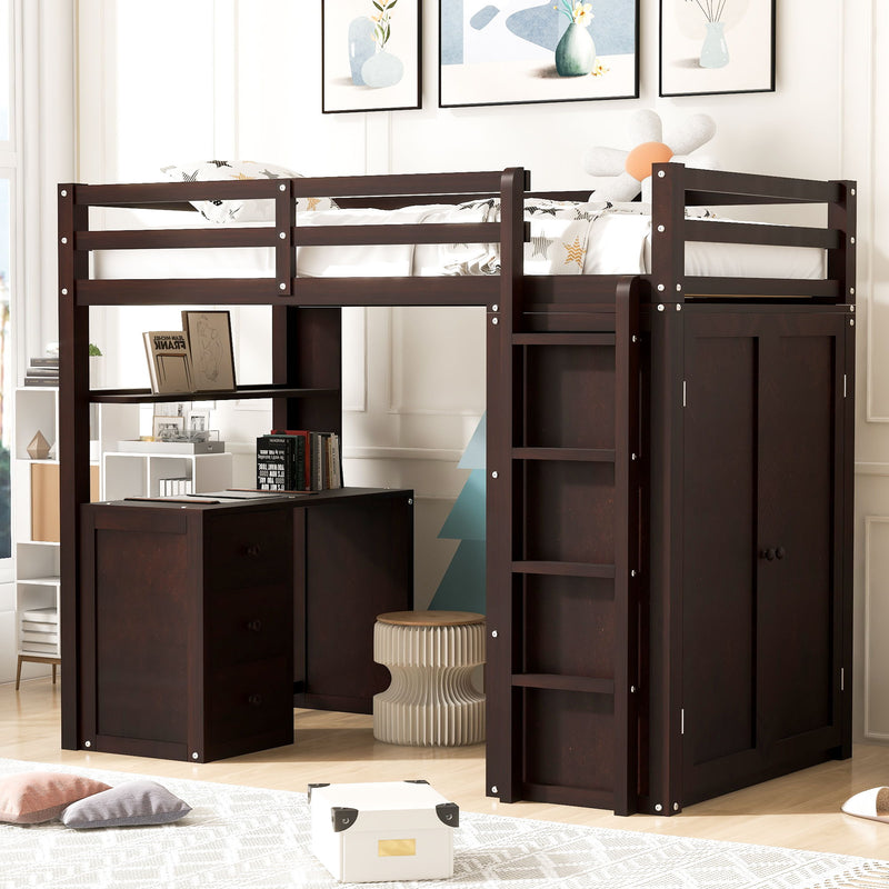 Loft Bed With Drawers, Desk, And Wardrobe