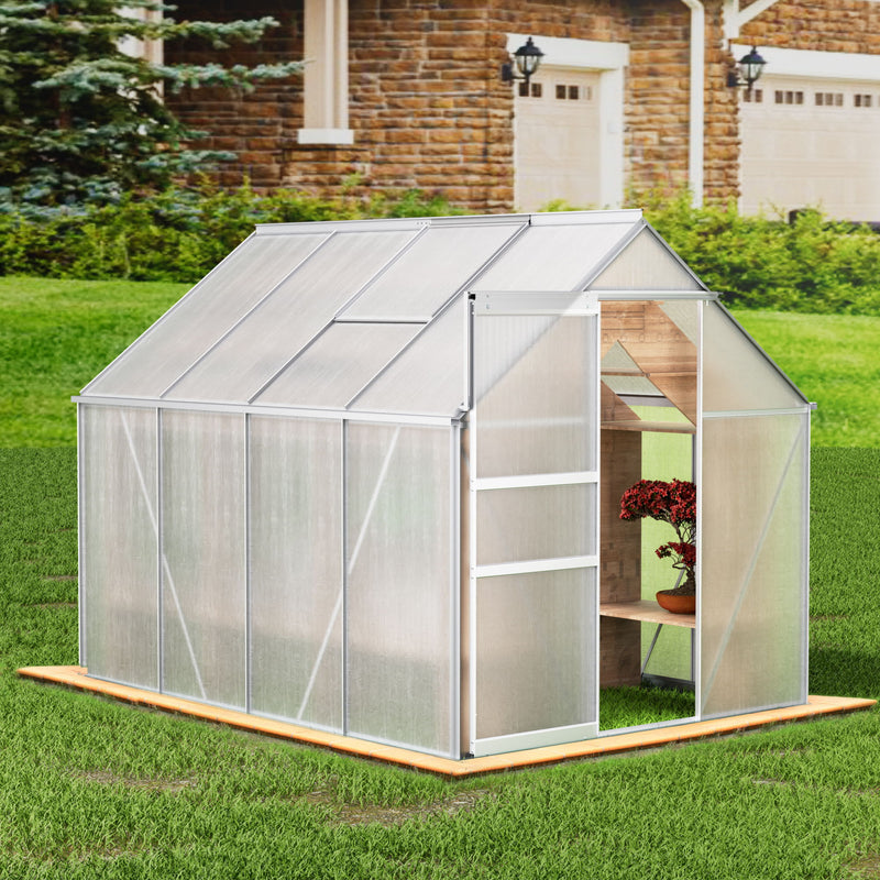 Walk-In Polycarbonate house & Roof Vent, Sliding Doors, Aluminum Hobby Hot House For Outdoor