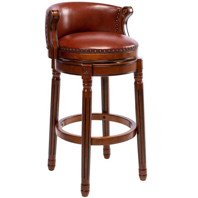 29.5'' Cow Top Wooden Bar Stool, 360 Degree Swivel Bar Height Chair With Backs For Home Kitchen Counter