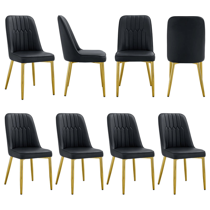 Modern Dining Chairs With Metal Legs And Simple Line Design On Backrest
