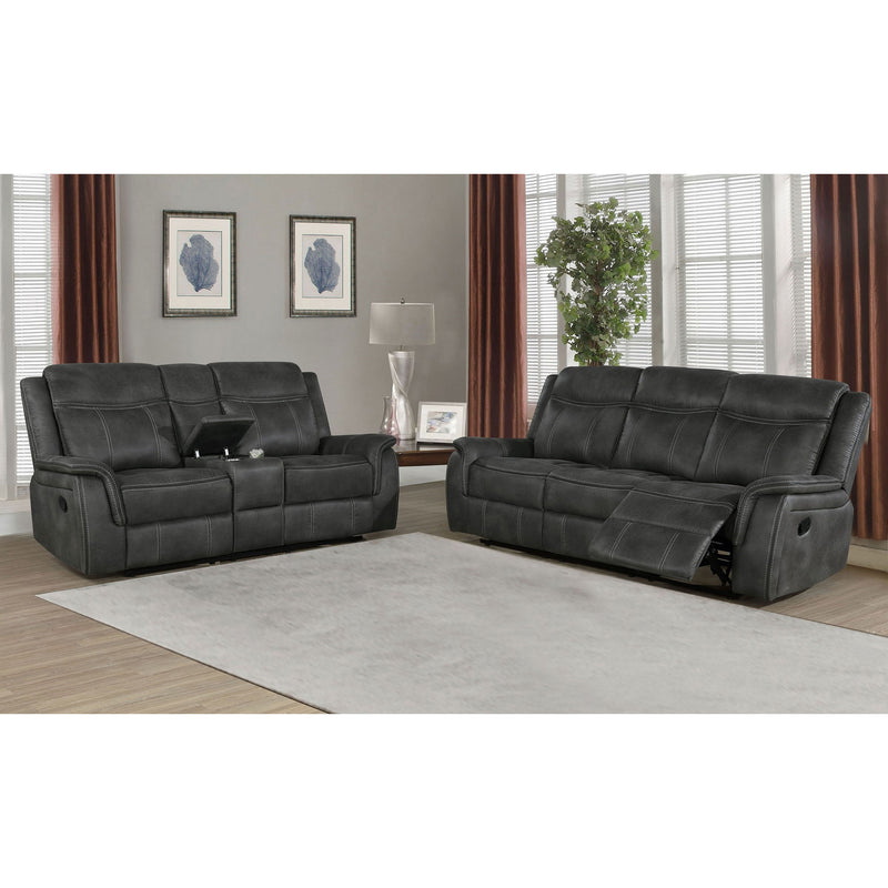 Franklin - 2 Piece Upholstered Reclining Sofa Set - Charcoal