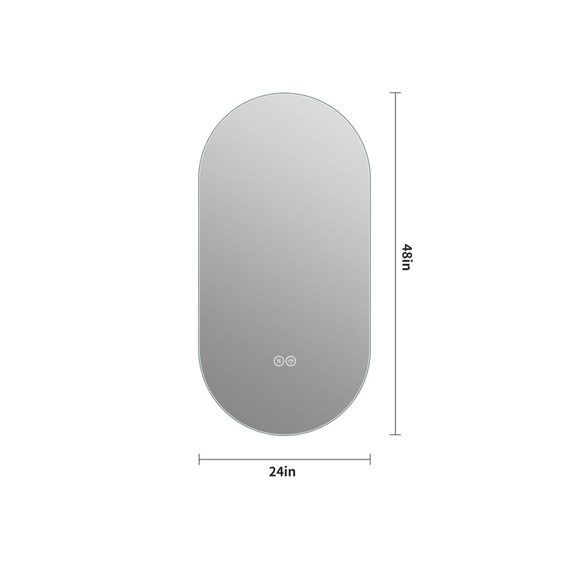 Smart Wall Mounted LED Touch Screen Mirror With Anti-Fog Function And Adjustable Lighting