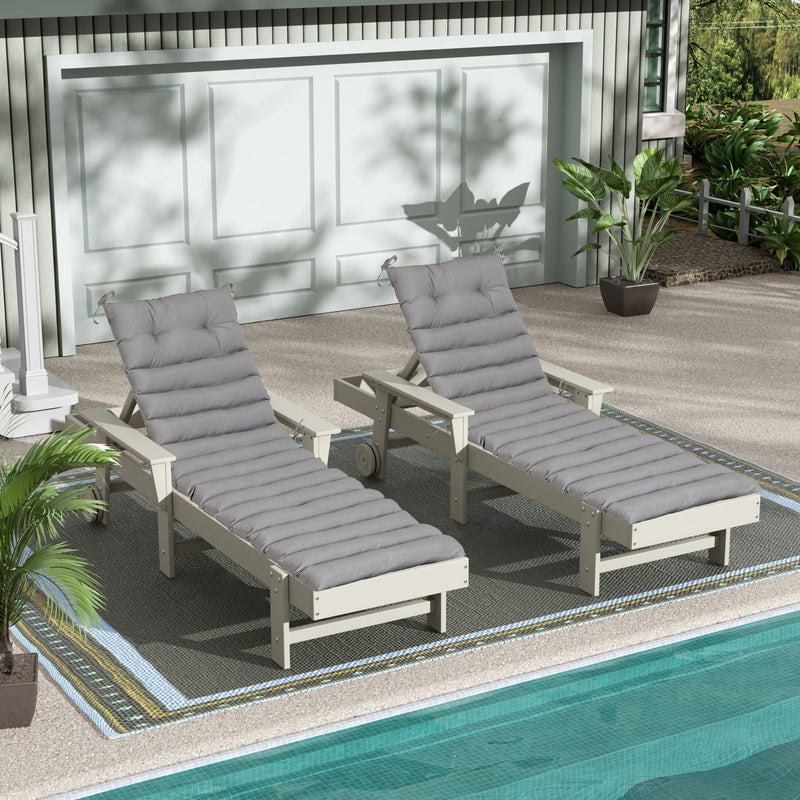 2 Piece Outdoor Chaise Lounge Chair Cushion Set